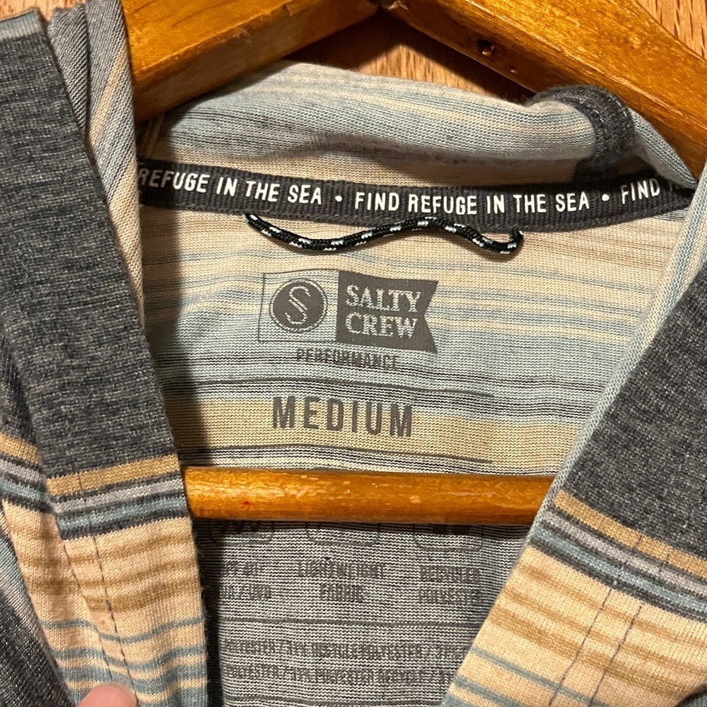 Salty Crew Blue and Tan Striped Hoodie - Picture 2 of 9